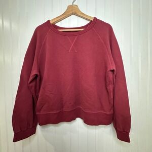 Mollusk California Womens Cotton French Terry Raglan Sweatshirt Berry Red Size M